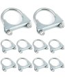 Qwork Stainless Steel U-bolt Muffler Exhaust Clamp 2 5 Diameter 10 Pack Tip Exhaust Hook 