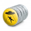 Alien Abduction Hazard Warning Sign Tire Rim Wheel Aluminum Valve Stem Caps
