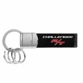 Ipick Image Compatible With Dodge Challenger R T Black Real Leather Strap Chrome Round Hook Metal Key Chain