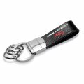 Ipick Image Compatible With Dodge Challenger R T Black Real Leather Strap Chrome Round Hook Metal Key Chain