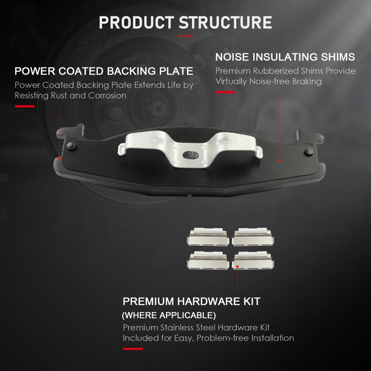 D632 Front Disc Brake Pad Set With Hardware For Ford Bronco E 150 Econoline And F Metal Pads 7503