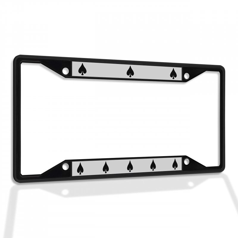 Fastasticdeals Metal Insert License Plate Frame Spade Weatherproof Car Accessories Black 4 Holes Solid