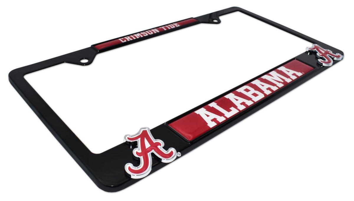 Elektroplate Officially Licensed A University Of Alabama Black Metal License Plate Frame With 3d Logos Affixed Premium Car Tag