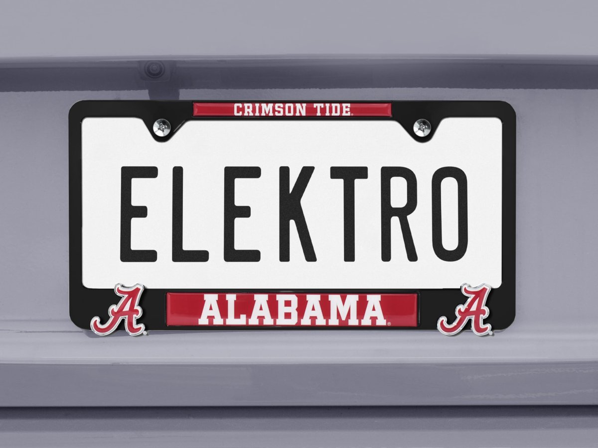 Elektroplate Officially Licensed A University Of Alabama Black Metal License Plate Frame With 3d Logos Affixed Premium Car Tag