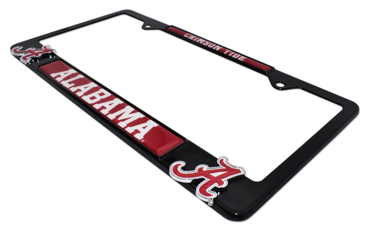 Elektroplate Officially Licensed A University Of Alabama Black Metal License Plate Frame With 3d Logos Affixed Premium Car Tag