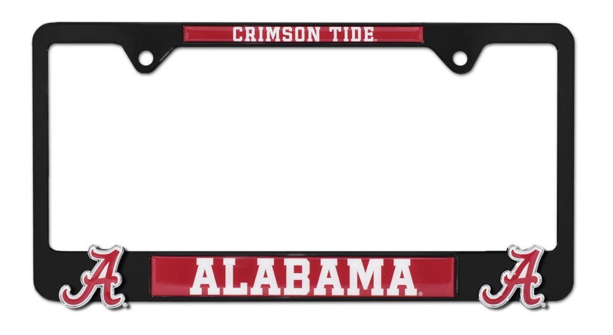 Elektroplate Officially Licensed A University Of Alabama Black Metal License Plate Frame With 3d Logos Affixed Premium Car Tag
