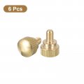 Uxcell M4x6mm Knurled Thumb Screws 6pcs Brass Bolts With Shoulder Grip Knobs Fasteners Tone