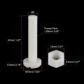 Uxcell 20 Pairs Nylon Screw Nut Assortment M8x40mm Slotted Pan Head Screws M8 Hex Nuts For Machinery Electronics White