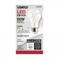 Satco 6 Pack Dimmable Led Filament Lamps S12416 High Lumens 8 Watt A19 Clear Medium Base 3500k 90 Cri 120 Volt For Use At