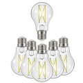 Satco 6 Pack Dimmable Led Filament Lamps S12416 High Lumens 8 Watt A19 Clear Medium Base 3500k 90 Cri 120 Volt For Use At