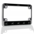Fastasticdeals Metal Insert Bike License Plate Frame Awacs E-3 Sentry Weatherproof Motorcycle Accessories Chrome 4 Holes Solid 