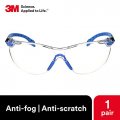 3m Safety Glasses Solus 1000 Series Ansi Z87 Scotchgard Anti-fog Clear Lens Low Profile Blue Black Frame