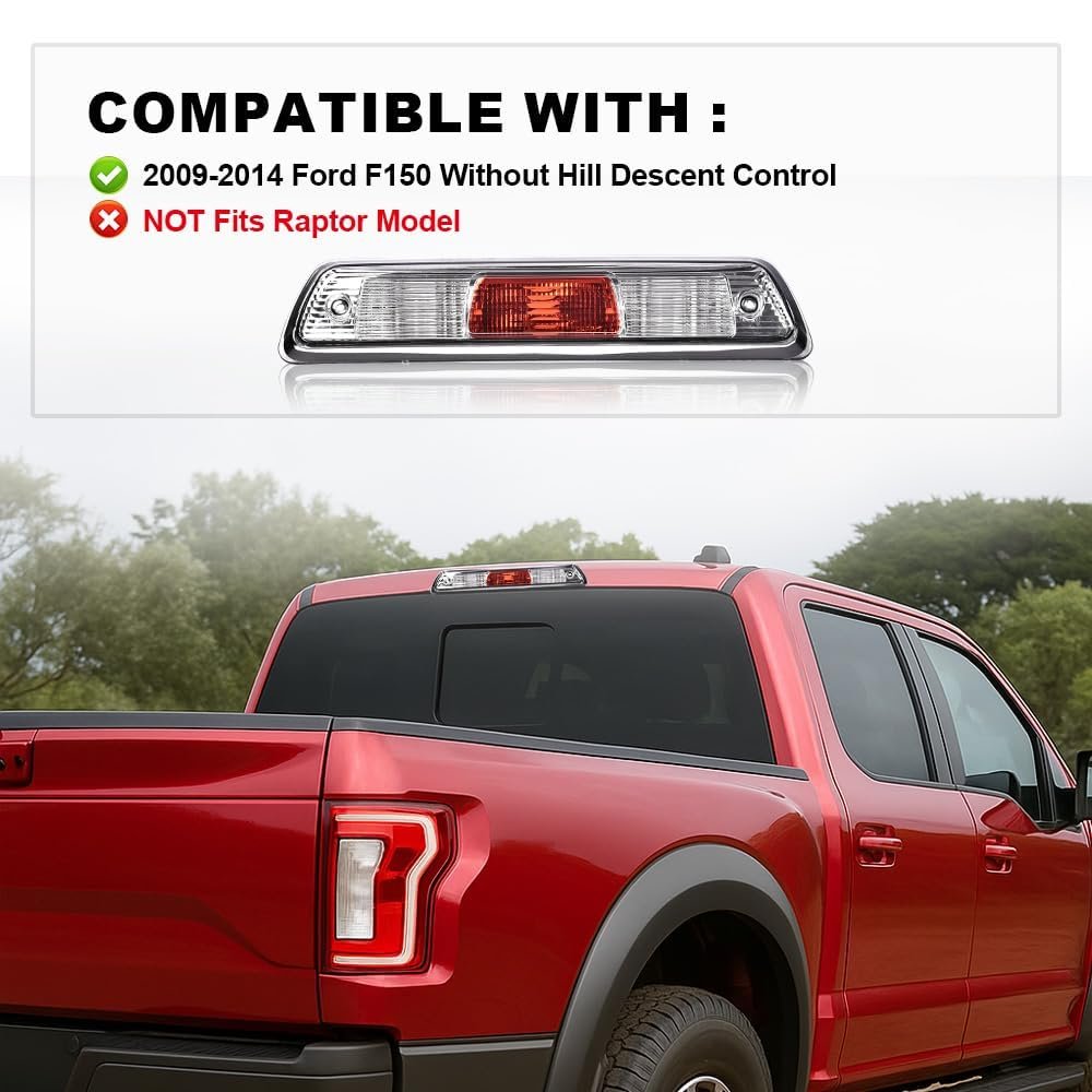 Third 3rd Brake Light For Ford F150 2009-2014 High Mount Stop Tercera Luz De Freno Clear