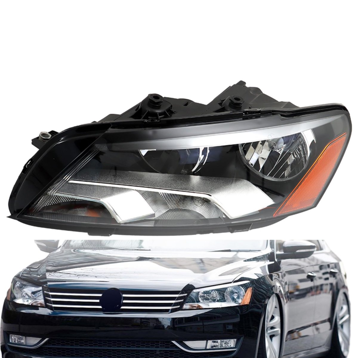 1pc Driver Side Headlight Assembly Replacement For Passat 2012-2015 Housing Black Halogen 561941005d Vw2502148 Left Lh