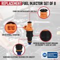 Fuel Injector Set Of 8 Replaces Part 280150943 02800939 0280150909 Compatible With Ford Lincoln Mercury Vehicles E250 F150 F250