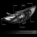 Auto Dynasty Black Housing Clear Side Projector Headldight Head Lamps Tool Kit Compatible With Sonata 11-14