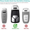 Autek For Audi Key Fob Coverchain Metal Key Case A4 Q7 Q5 Tt A3 A6 Sq5 Sq7 R8 S5 Keyless Smart Remote Silver Small