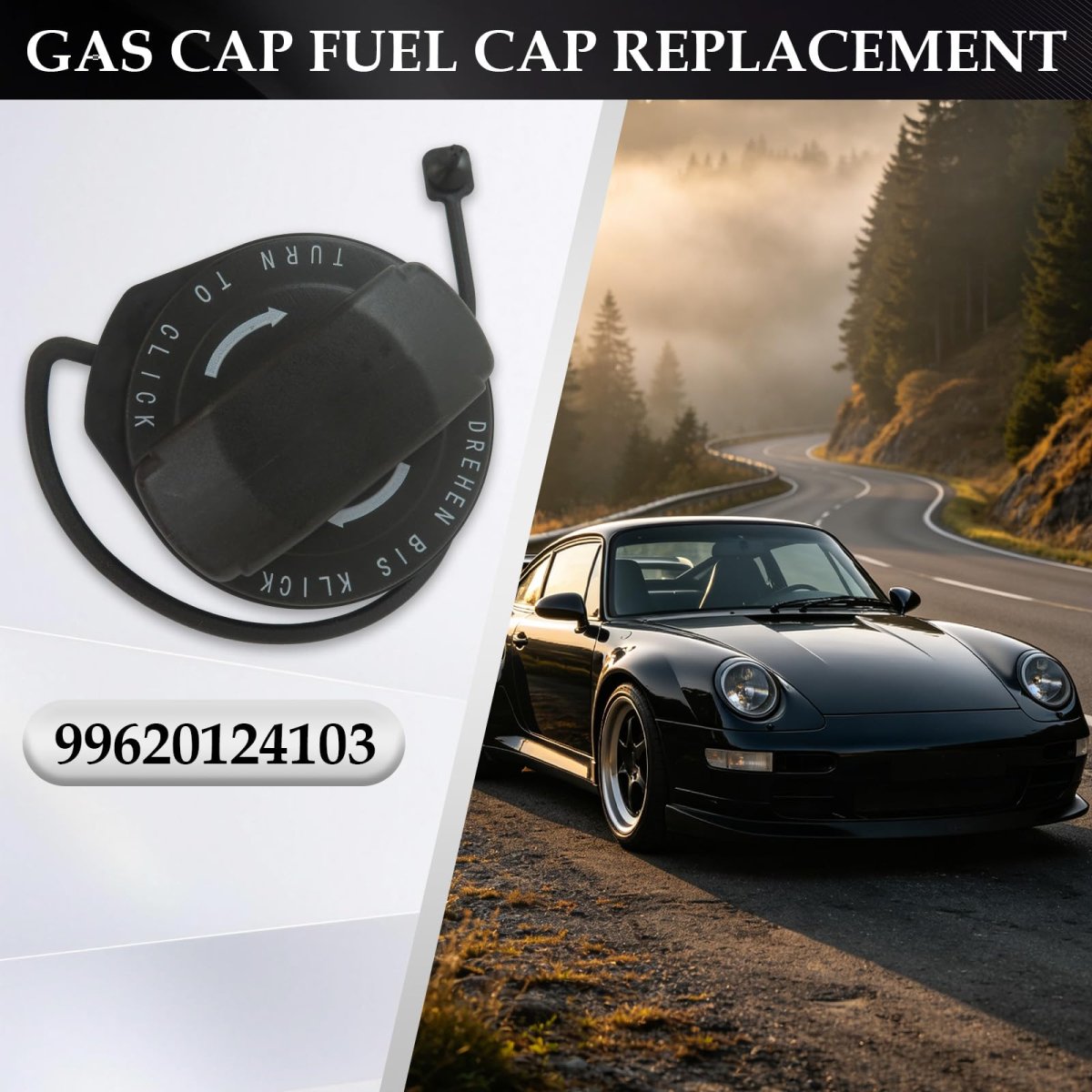 Fuel Cap 99620124103 For Porsche Boxster 1997 2012 Black Gas Replacement Cayman And Models