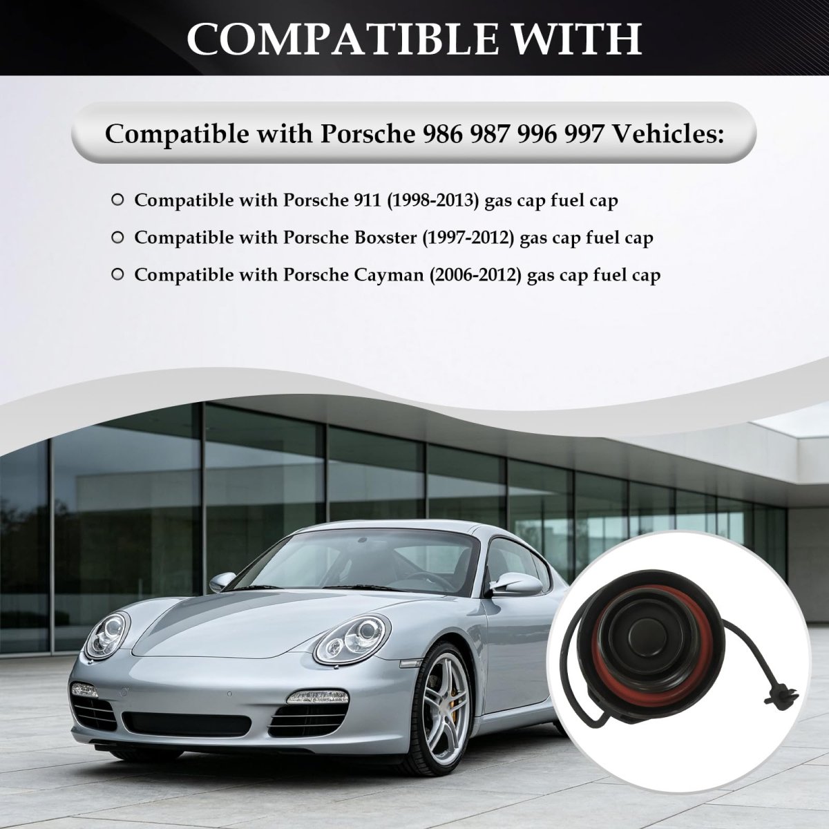 Fuel Cap 99620124103 For Porsche Boxster 1997 2012 Black Gas Replacement Cayman And Models