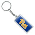 Graphics More Rectangle University Of Pittsburgh Primary Logo Keychain In Chrome Plated Metal