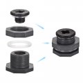Uxcell Pvc Bulkhead Tank Adapter With Plug Fitting G1 2 Thread For Rain Buckets Water Tanks Ponds 1 Set