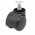 Uxcell M10 Coarse Thread Stem Connector Twin-wheel Black Chair Trolley Caster With Step