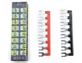 Xlx 12pcs 6 Set 600v 25a 8 Positions Double Row Screw Terminal Strip And 400v Red Black Pre-insulated Barrier 
