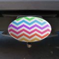 Rainbow Chevrons Zigzag Pattern Oval Tow Trailer Hitch Cover Plug Insert