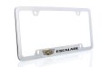 Cadillac Escalade With Crest Brass License Plate Frame Chrome Finish 4 Hole 