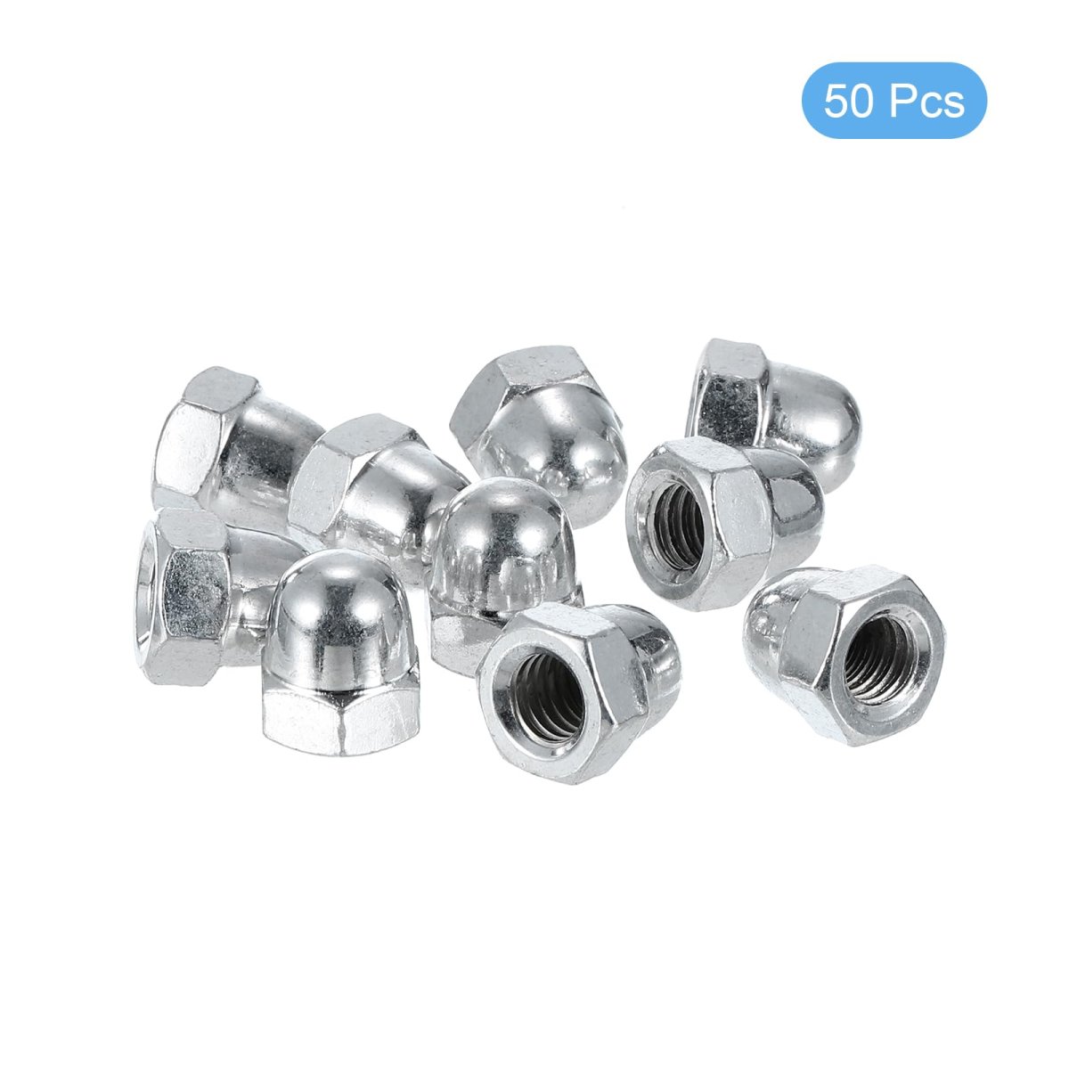 5 16 -18 Acorn Nuts Cap High Crown 50pcs Carbon Steel Chrome Finish Dome Head Nut Hardware For Bolt Cover Silvery