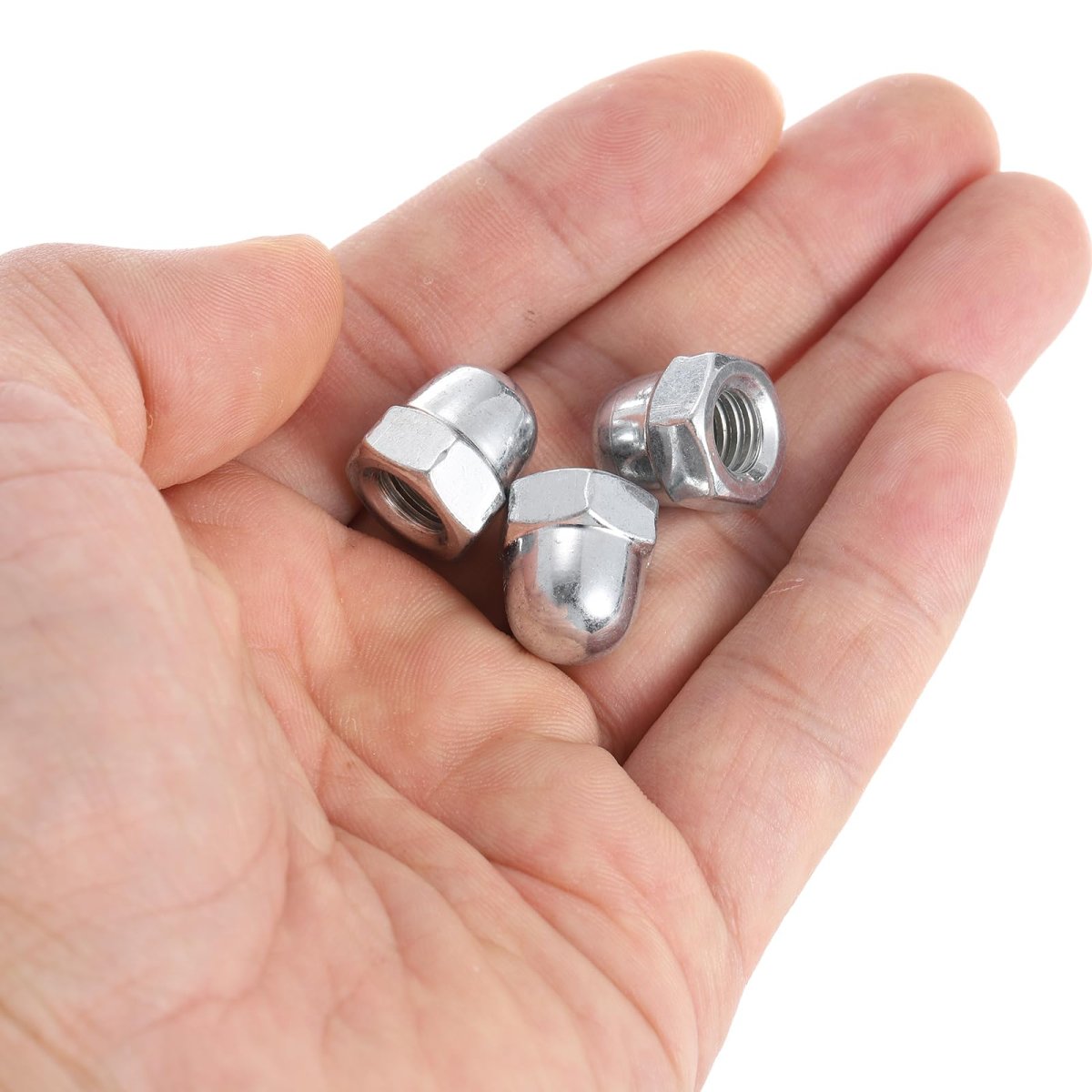 5 16 -18 Acorn Nuts Cap High Crown 50pcs Carbon Steel Chrome Finish Dome Head Nut Hardware For Bolt Cover Silvery