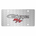 Ipick Image For Dodge Charger R T Classic 3d Logo On Pattern Brushed Solid Aluminum Metal License Plate