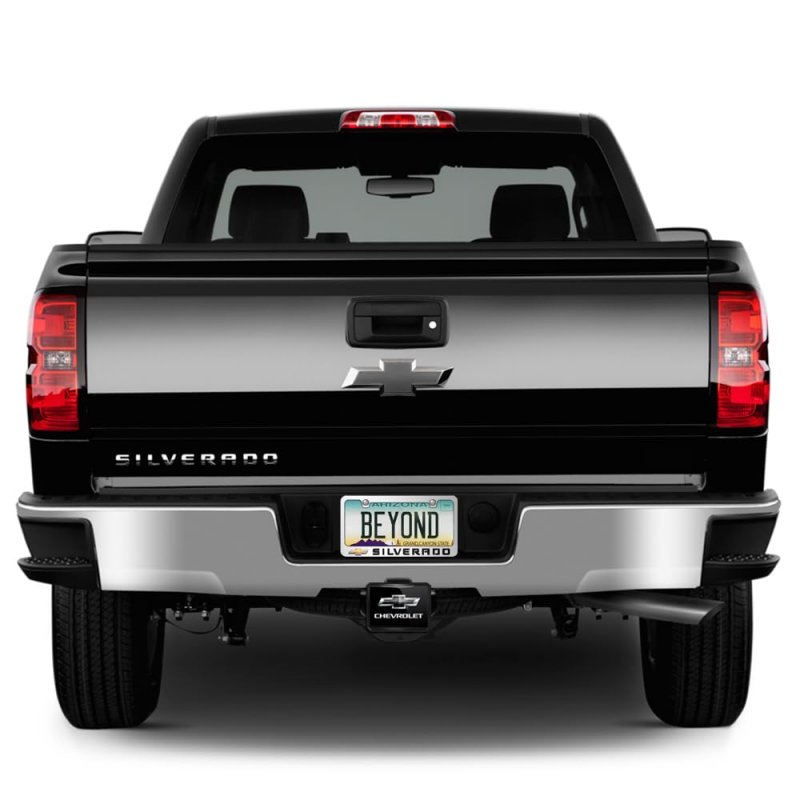 Chevrolet Silverado In 3d Mirror Chrome Metal License Plate Frame