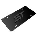 Ford Focus St 3d Dark Gray Logo On Black Stainless Steel License Plate Official Licensed