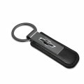 Ipick Image For Chevrolet Black Logo Chrome Metal Plate Pu Leather Key Chain Keychain Official Licensed