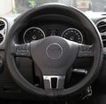 14 25 -15 Steering Wheel Wrap Cover Pvc Leather Stitch On With Needle Thread Black Color 43005 