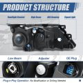 Fo2502273 Factory Style Projector Headlight Lamp Compatible With Ford Fusion 2010-2012 Driver Left Side Black Housing Clear