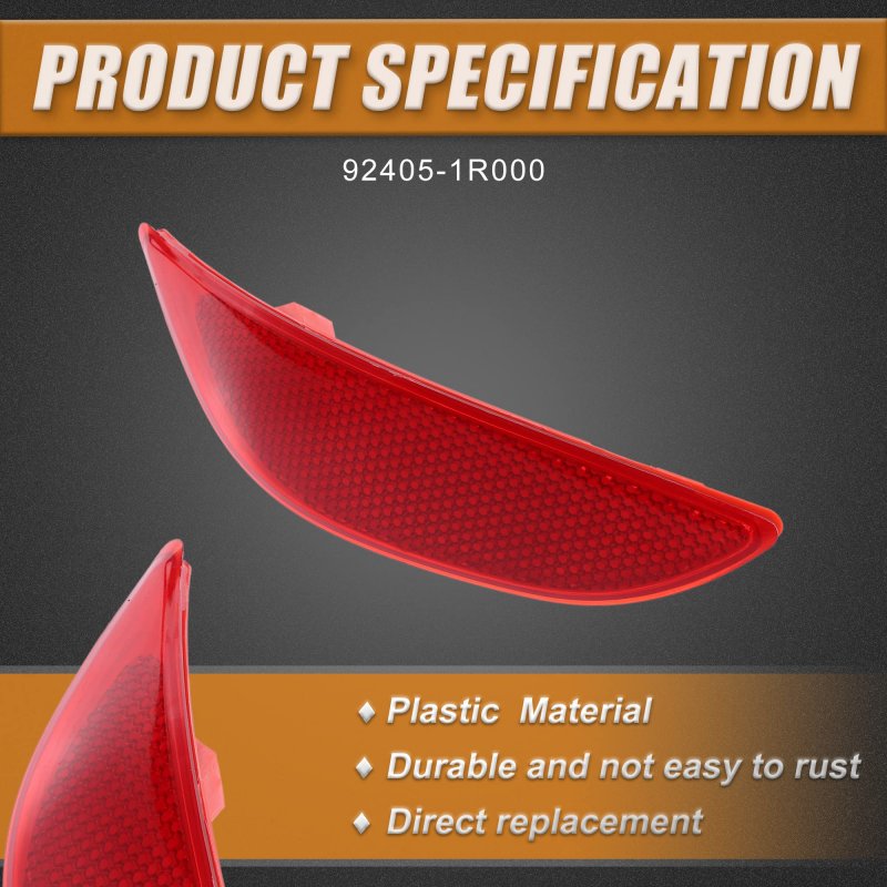 Rear Left Bumper Reflector Light Cover For Hyundai Accent 2012-2017 92405-1r000 Red