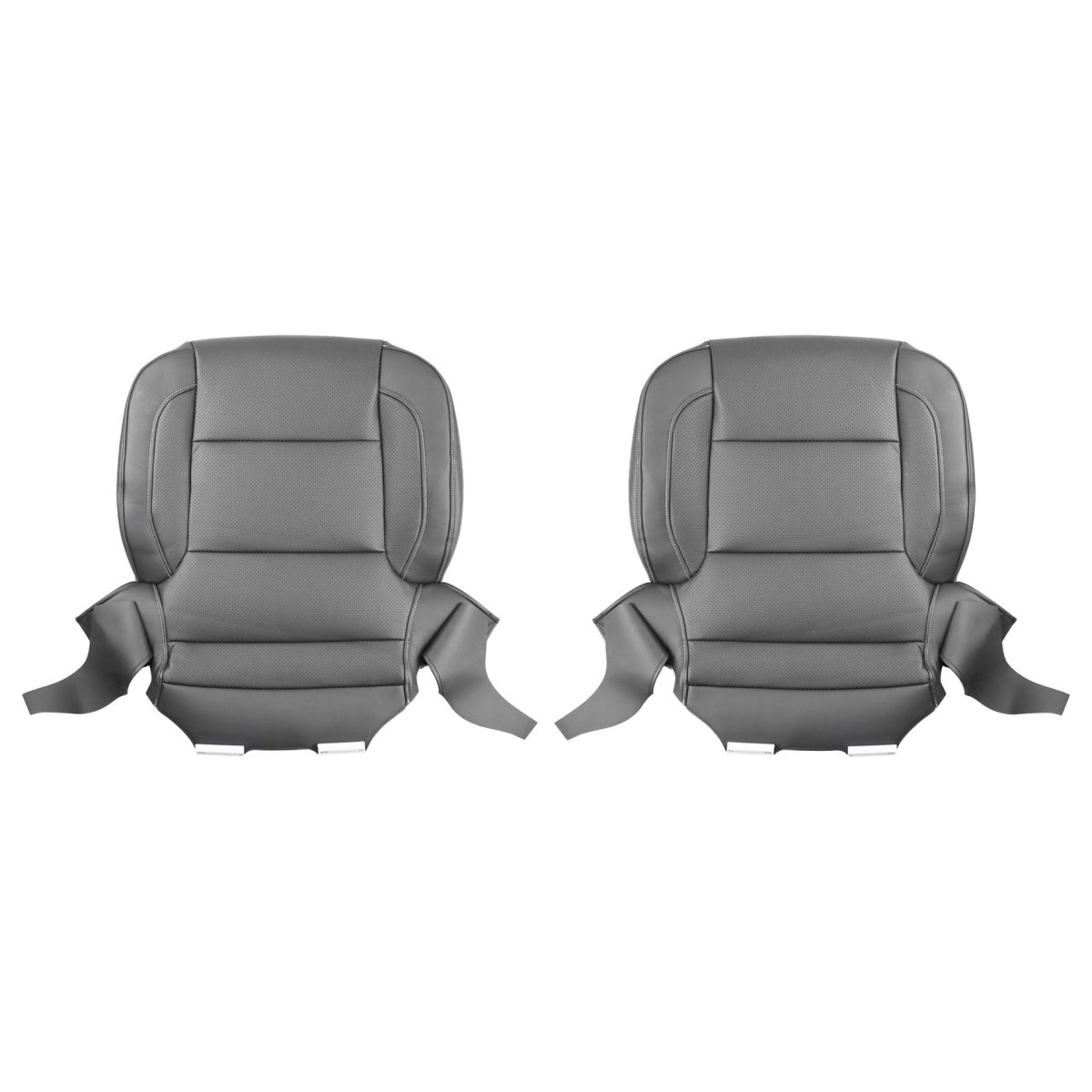2pcs Gray Perforated Driver And Passenger Bottom Seat Covers