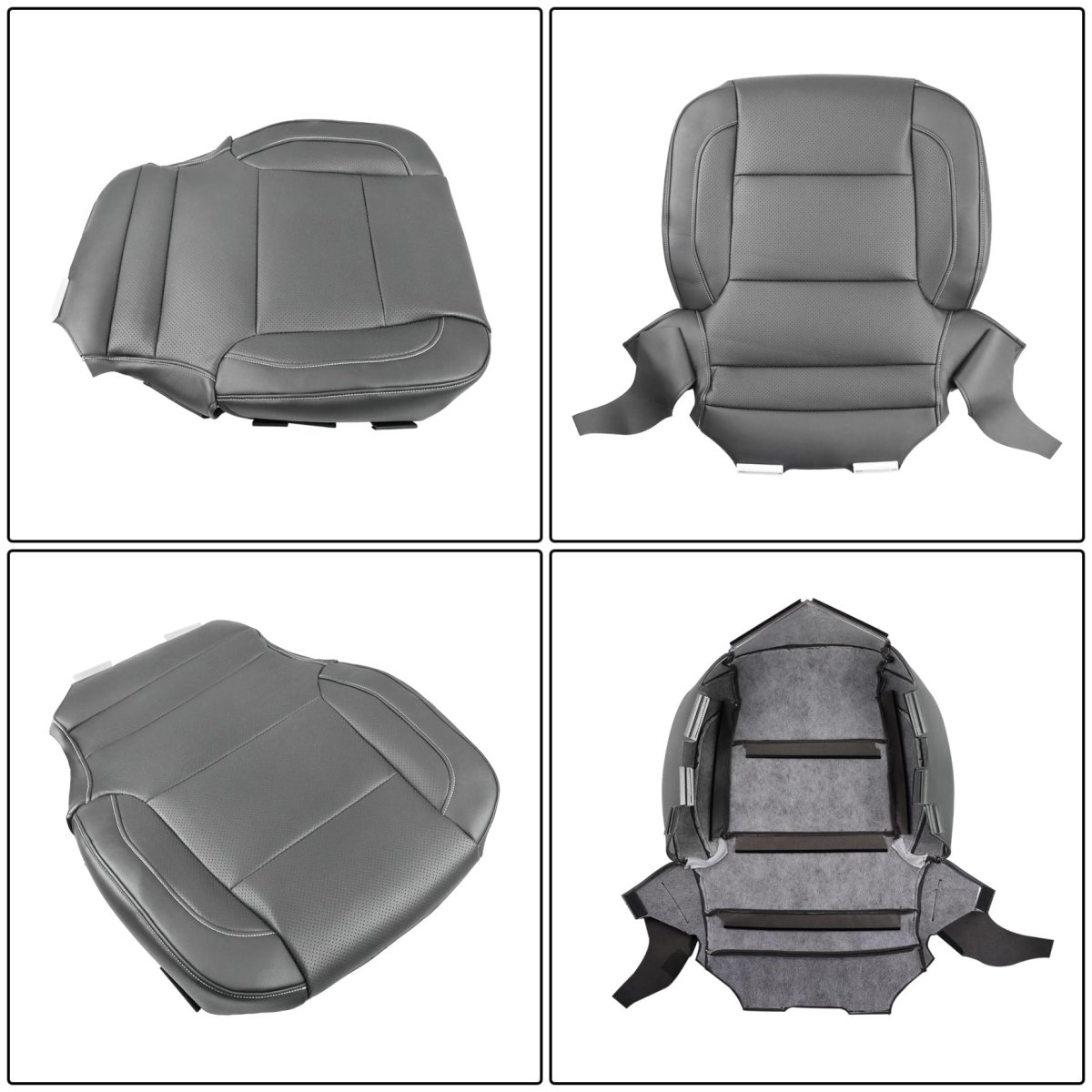 2pcs Gray Perforated Driver And Passenger Bottom Seat Covers