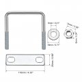Uxcell Square U-bolts 3-1 4 82mm Inner Width Carbon Steel M8 With Nuts Frame Plate Round Washers