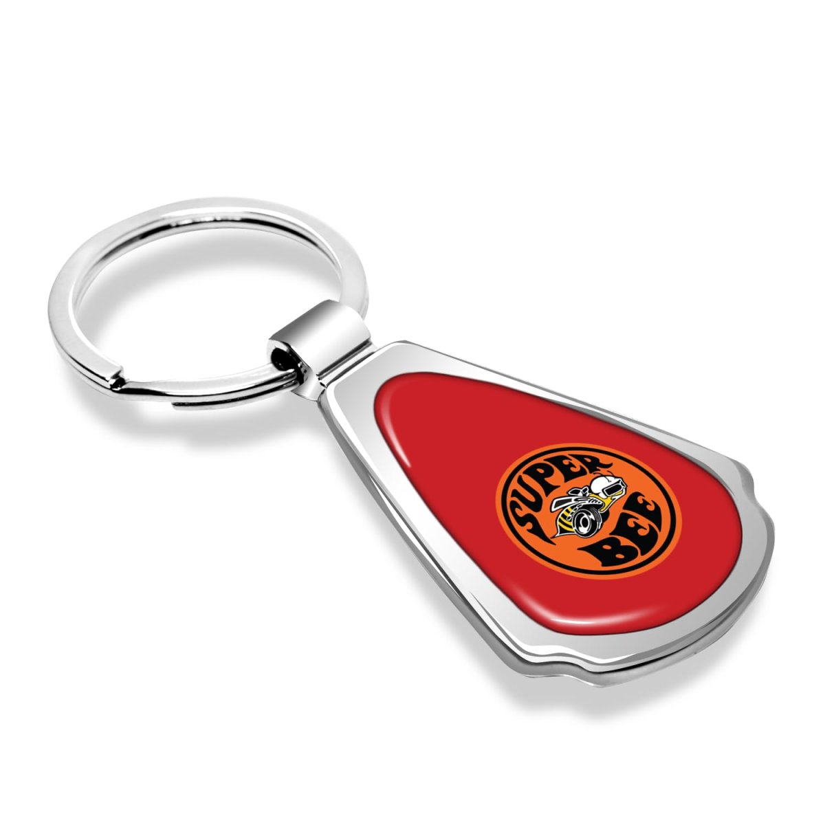 Dodge Super Bee Teardrop Keychain Red Dome Mirror Chrome Metal With Logo 2 13 In X 1 25 Modern Style Accessory