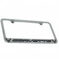 C8 Corvette License Plate Frame Chrome With Crossed Flags Logo For 2020-2024 Stingray Z51 Z06 Corvettes 