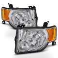Chrome Housing Headlights Headlamps Assembly For 2008 2012 Ford Escape Driver And Passenger Side Replacement Clear 