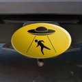 Alien Abduction Hazard Warning Sign Oval Tow Trailer Hitch Cover Plug Insert