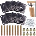 Rustark 8 Sets12 Degree Black Angled Leg Mounting Plates Furniture Attachment Industrial Strength T-plate Sofa Legs Repair Kit 