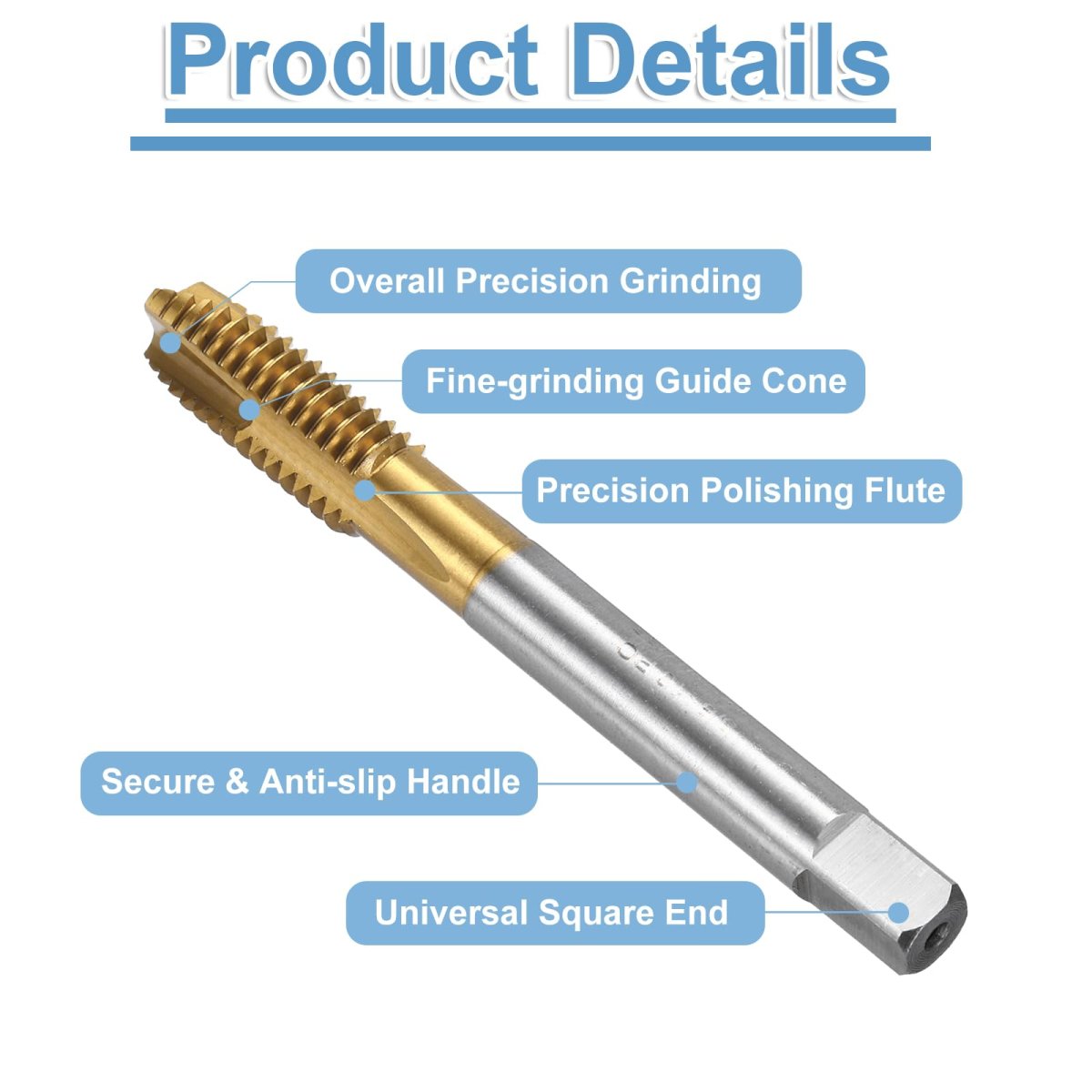 Spiral Point Plug Threading Tap 3 8-16 Unc Thread Ground Threads H2 Flutes High Speed Steel Hss 6542 Titanium Coated Round