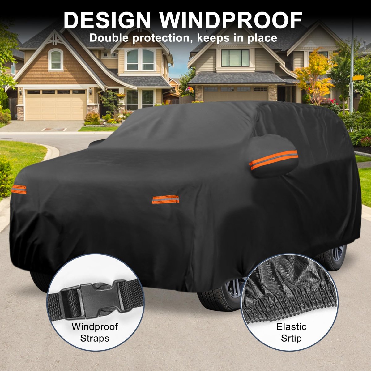 Waterproof Outdoor Car Cover For Lexus Tx 210d Pu Oxford Fabric Sun Rain Snow Hail Protection Black With Reflective Warning