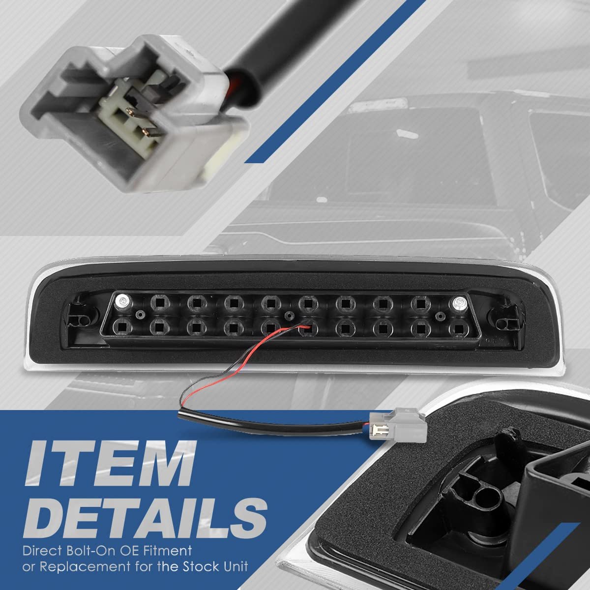 Led Third Brake Light For 2014 2020 Chevrolet Silverado 1500 2500 3500 And Gmc Sierra Triangle Clear Lens High Mount Stop Lamp