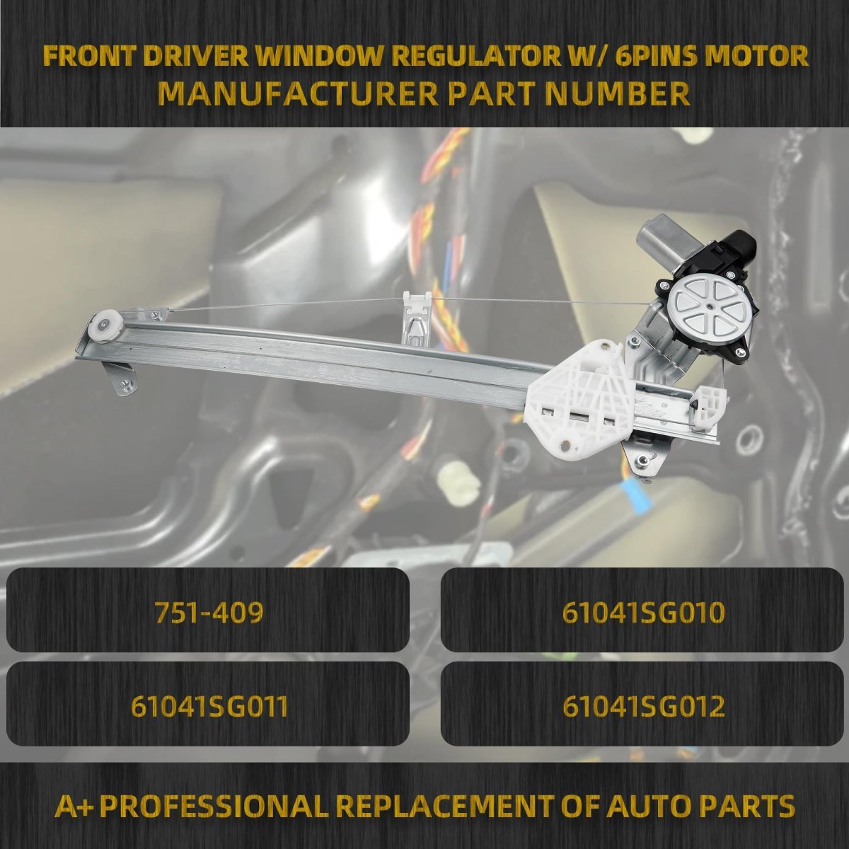Front Left Window Regulator With Motor Assembly For Subaru Forester 2014 2018 Driver Side 6 Pins Replaces 751 409 61041sg010